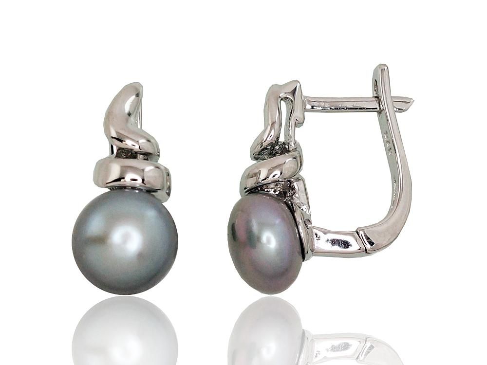 Silver Earrings with English Clasp A2202919PRhGrPEGR