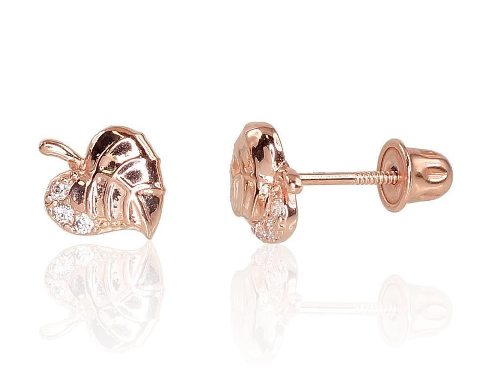 Leaf Linden - gold earrings for girls with a screw A1200995