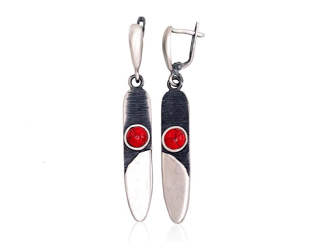 Silver Earrings A2203261MattPOxMattBkCOX