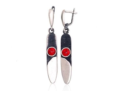 Silver Earrings A2203261MattPOxMattBkCOX