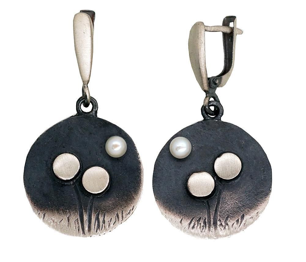 Silver Earrings A2203534MattPOxMattBkPE