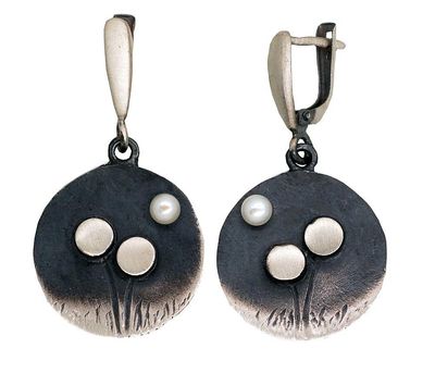 Silver Earrings A2203534MattPOxMattBkPE
