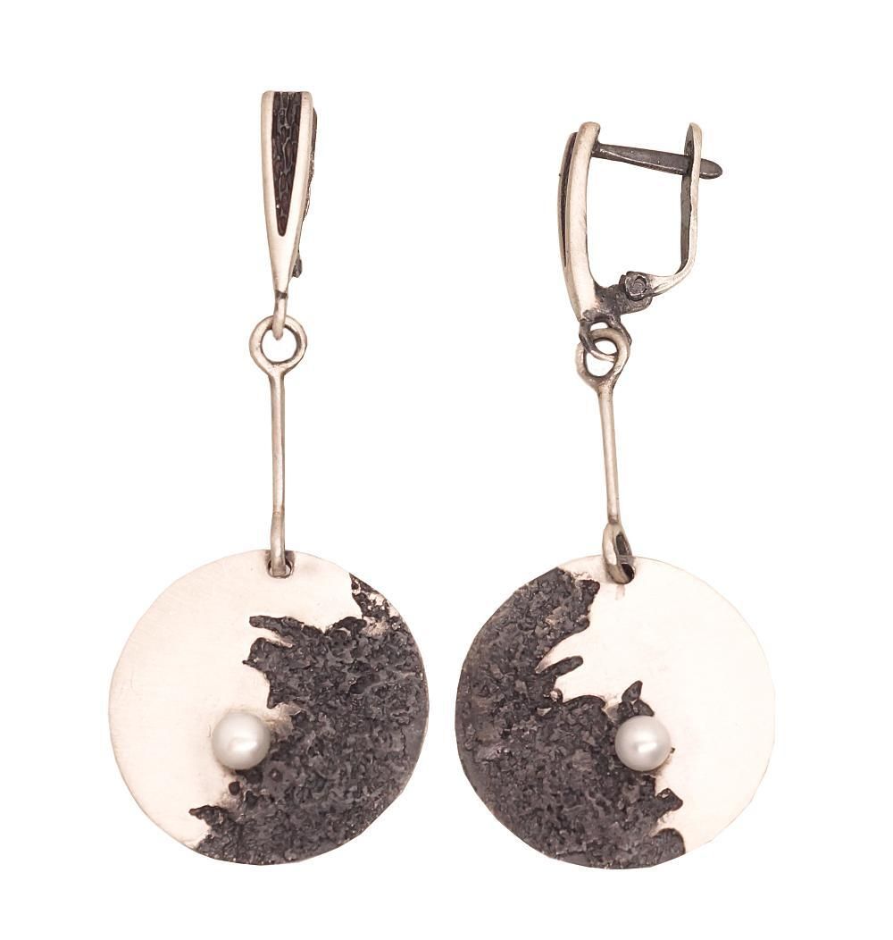 Silver Earrings A2203499MattPOxMattBkPE