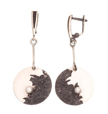 Silver Earrings A2203499MattPOxMattBkPE