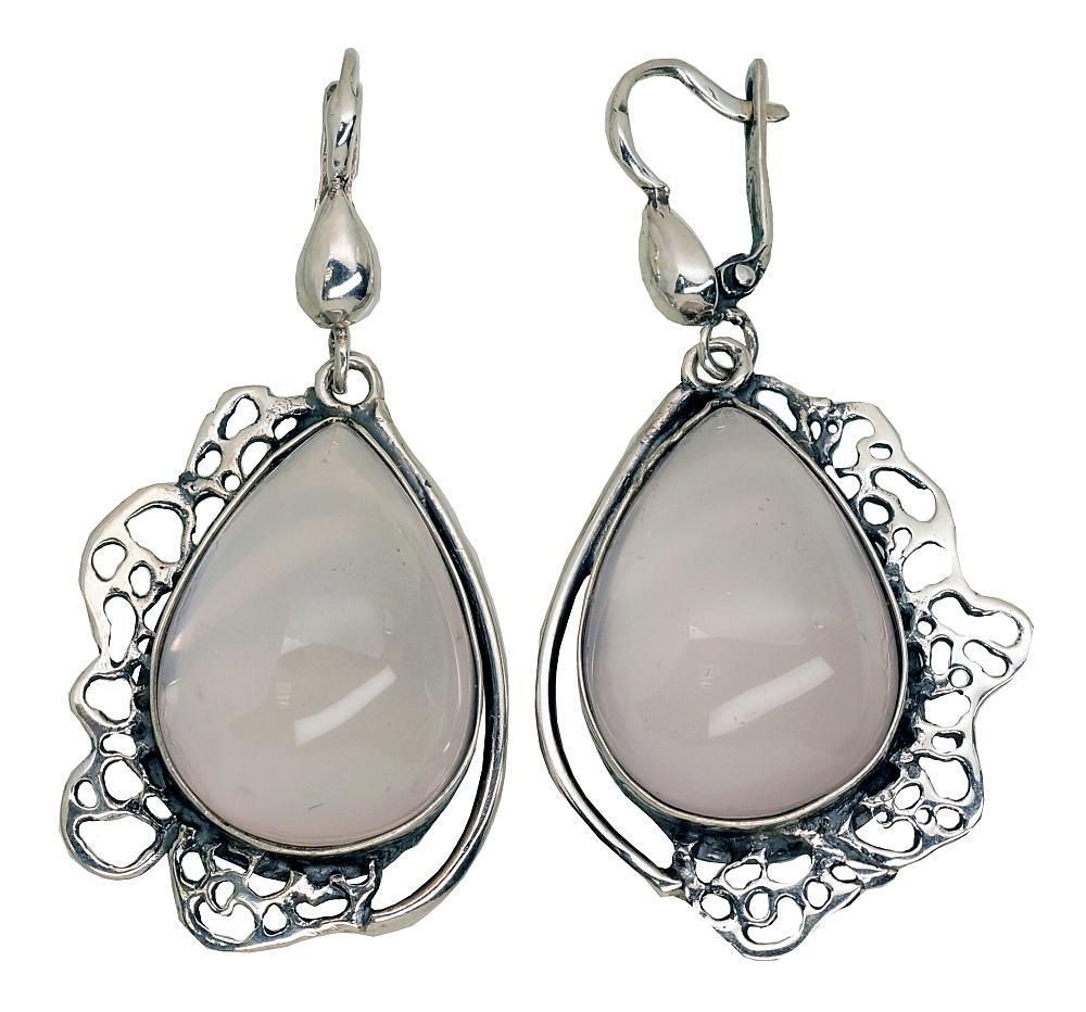 Rose Quartz gemstone Stylish Silver Earrings A2203528POxBkKZPI
