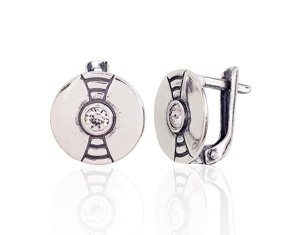Silver Earrings A2203048POxBkCZ