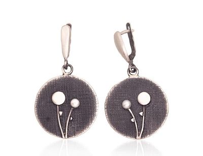 Silver Earrings A2203494MattPOxMattBkPE