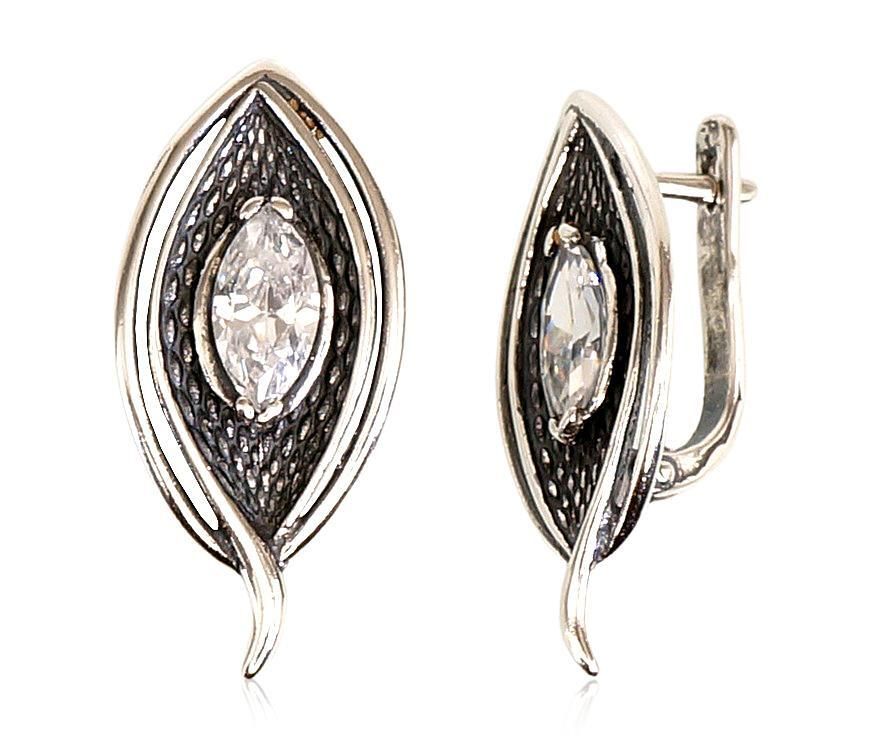 Silver Earrings A2201123POxBkCZ