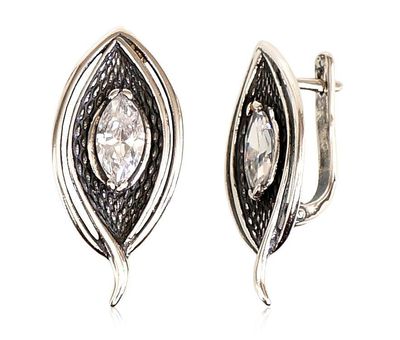 Silver Earrings A2201123POxBkCZ
