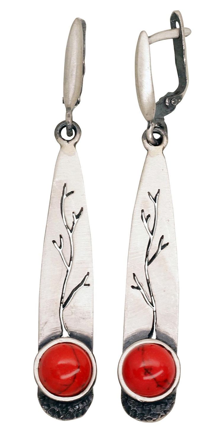 Long Silver Earrings A2203515MattPOxMattBkCOX