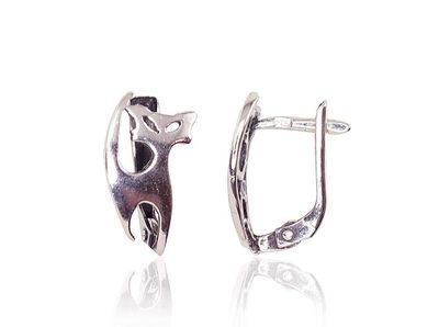 Silver Earrings A2201651POxBk Silver Earrings A2201651POxBk