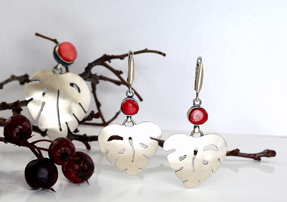 Silver Earrings A2203265MattPOxMattBkCO