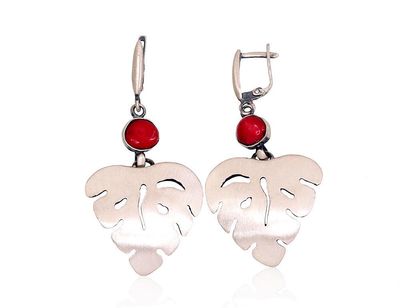 Silver Earrings A2203265MattPOxMattBkCO Silver Earrings A2203265MattPOxMattBkCO