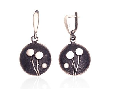 Silver Earrings A2203495MattPOxMattBkPE Silver Earrings A2203495MattPOxMattBkPE