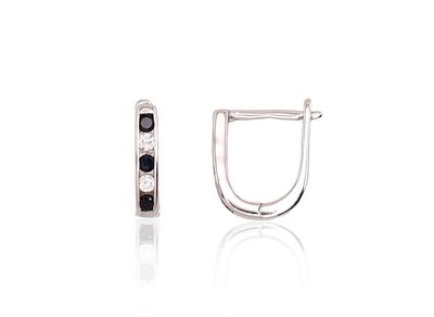 Silver Earrings with English Clasp A2202950PRhGrCZCZBK