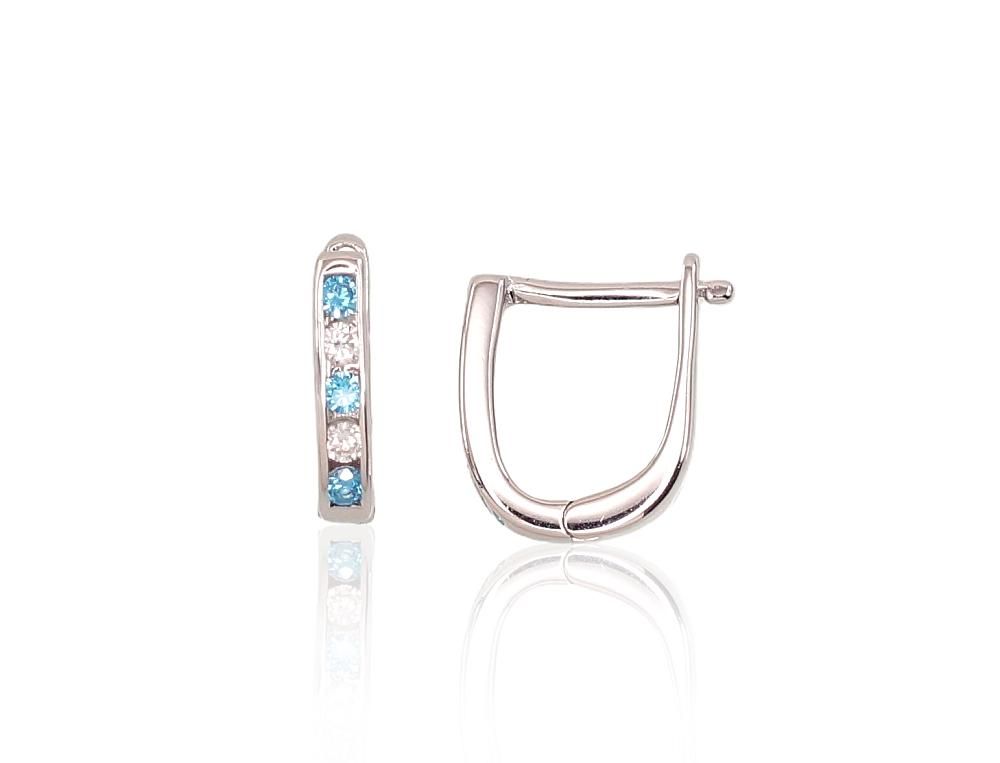 Silver Earrings with English Clasp A2202950PRhGrCZCZAQ