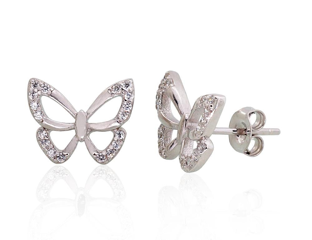 Silver Earrings A2203479PRhGrCZ