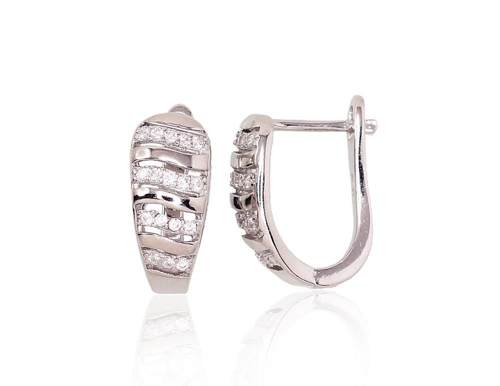 Silver Earrings English Clasp A2203111PRhGrCZ