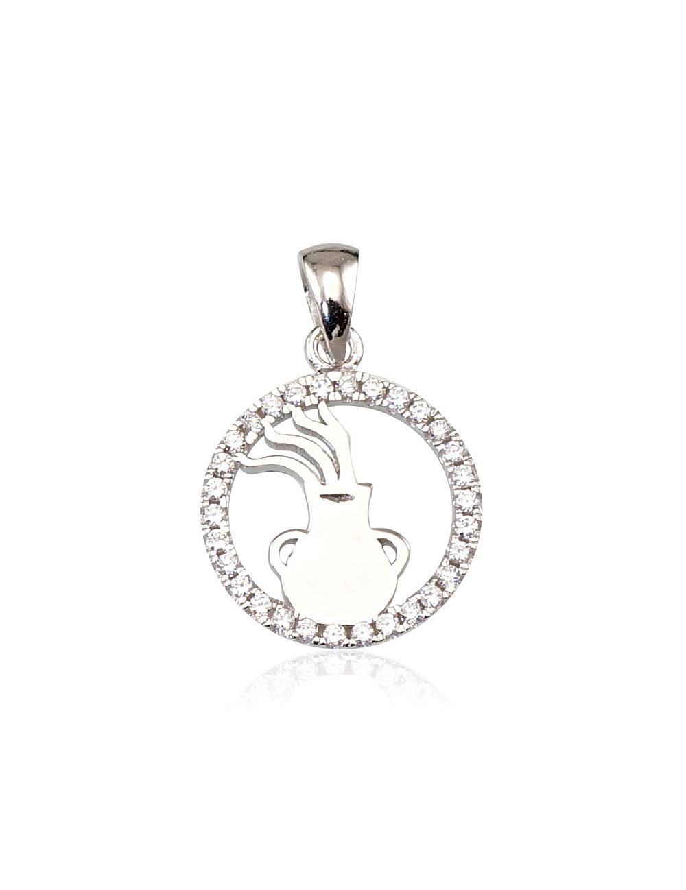 Silver Zodiac Aquarius A2300393PRhGrCZ