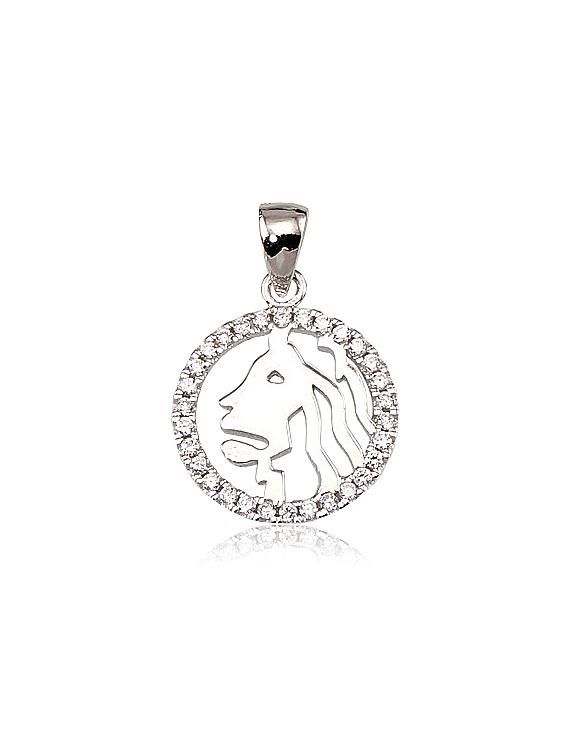 Silver Zodiac Leo A2300387PRhGrCZ