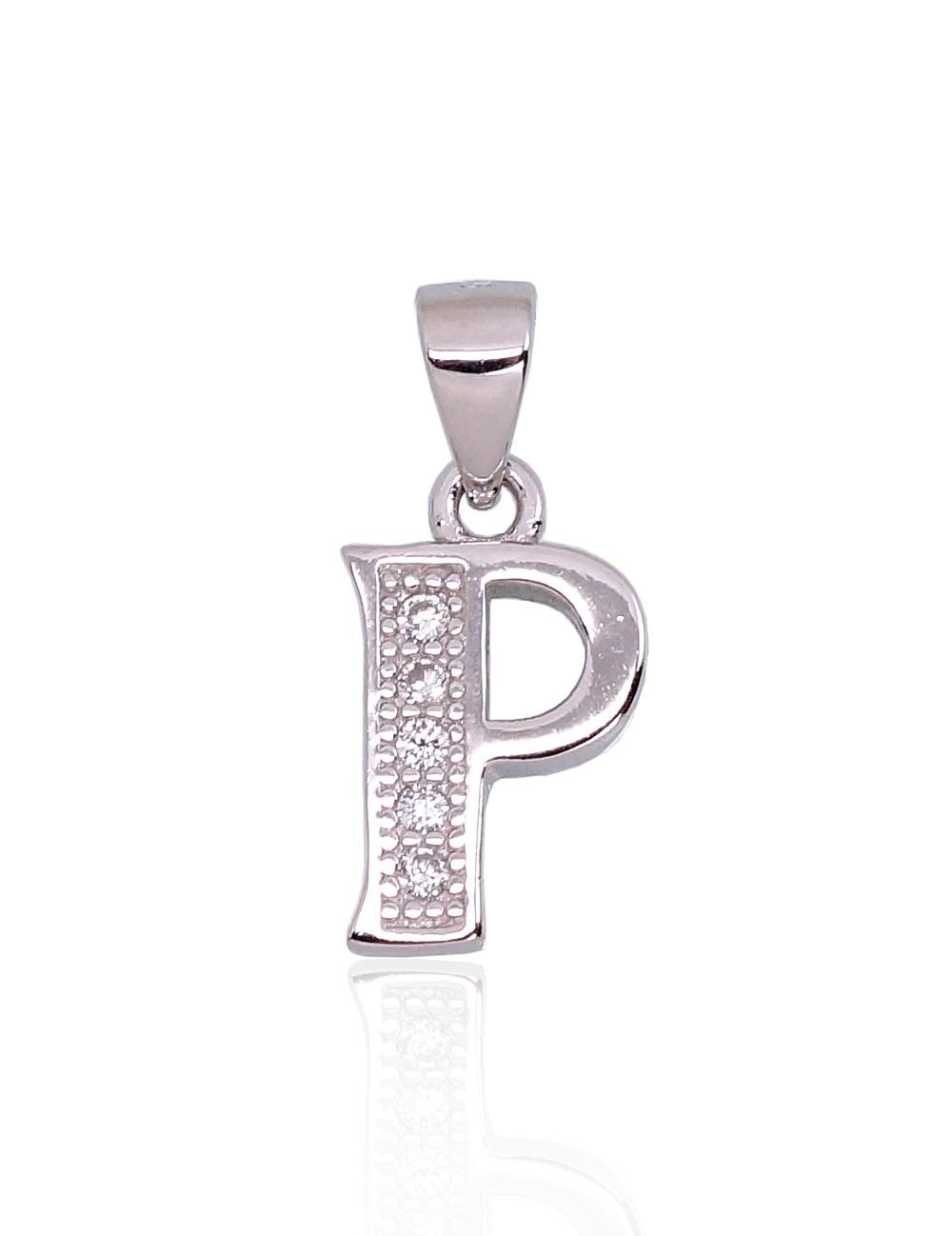 Silver Letter A2301847PRhGrCZ