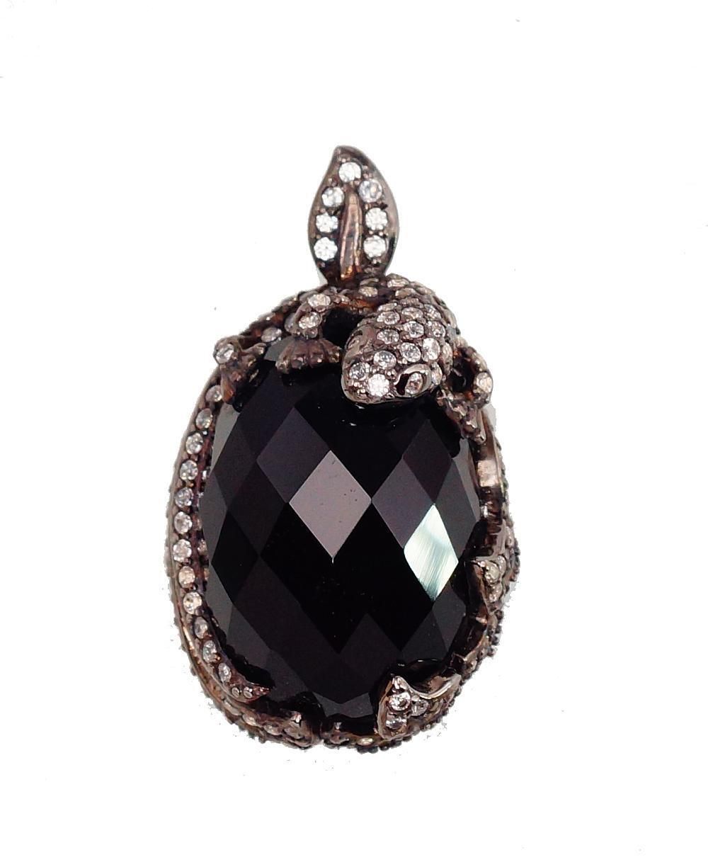 Luxury Silver Pendant A2300825PRhBkCZON