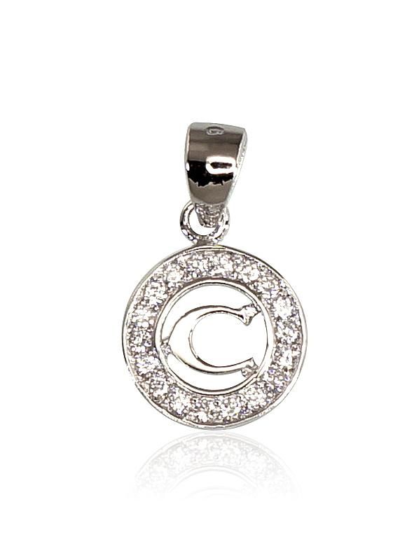 Silver Letter A2300624PRhGrCZ