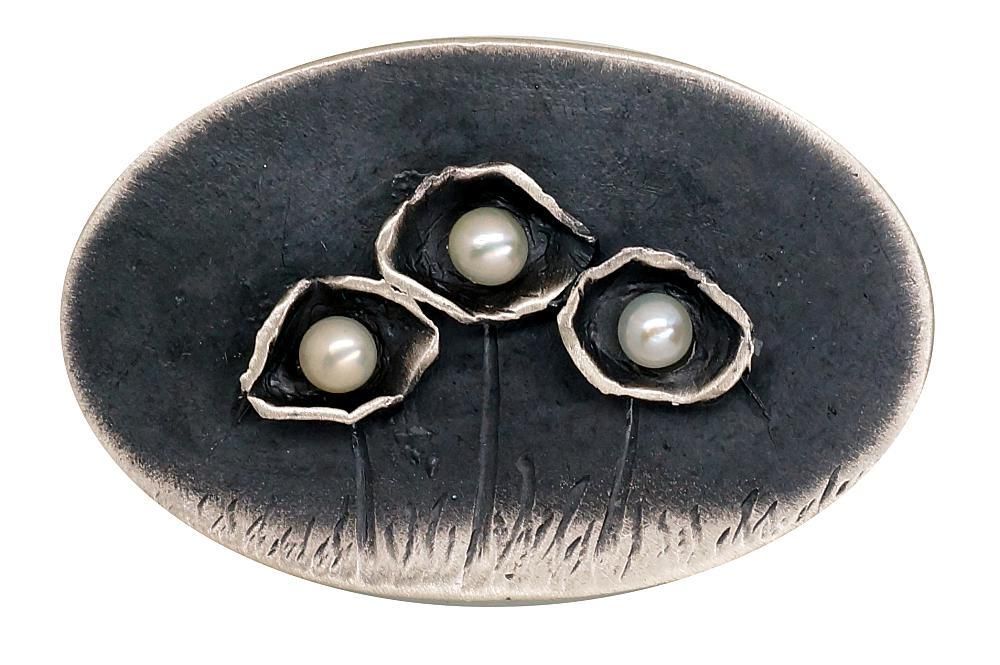 Fancy silver brooch A2920212MattPOxMattBkPE