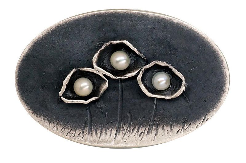 Fancy silver brooch A2920212MattPOxMattBkPE