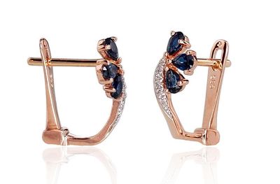 Sapphire and diamond encrusted earrings, model 1200716
