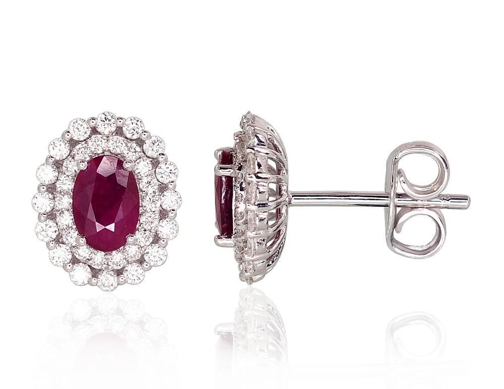Ruby and diamond encrusted earrings, model 1201133