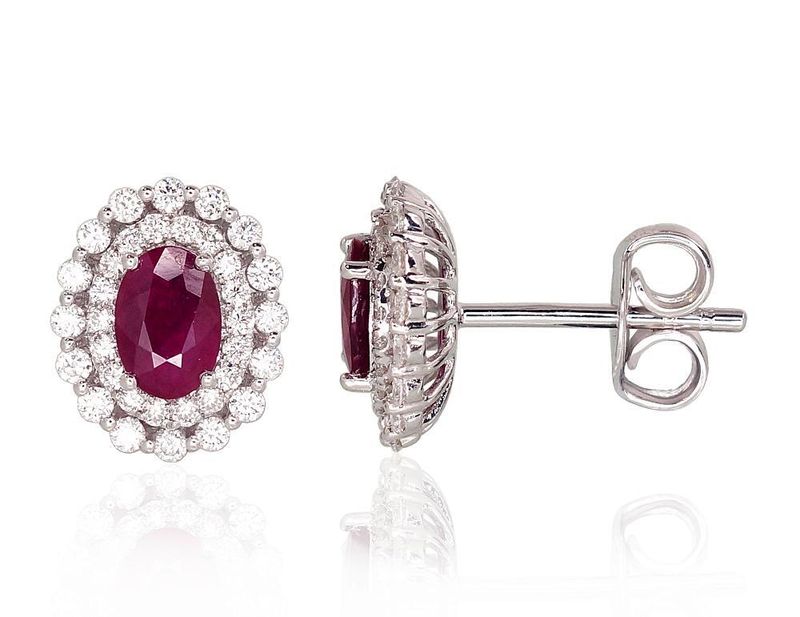 Ruby and diamond encrusted earrings, model 1201133