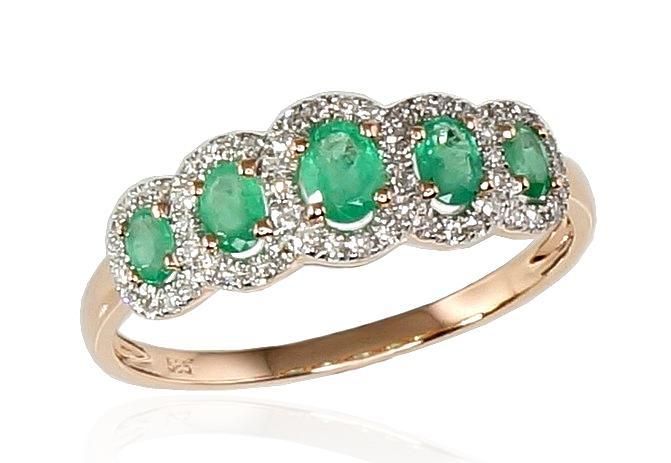 With Gemstone Gold Ring A1100203AuRPRhWDIEM