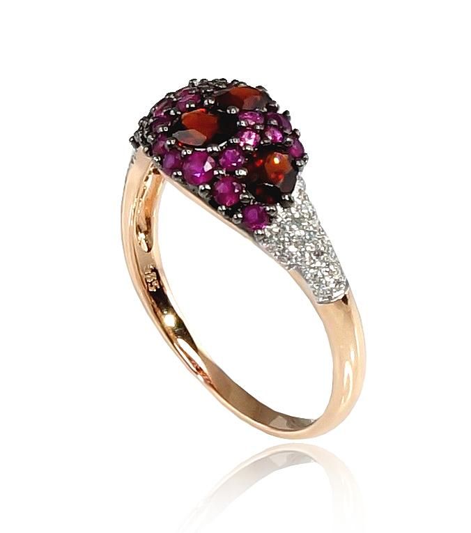 With Gemstone Gold Ring A1100196AuRPRhWPRhBkDIRBGR