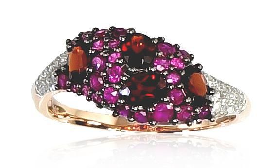 With Gemstone Gold Ring A1100196AuRPRhWPRhBkDIRBGR