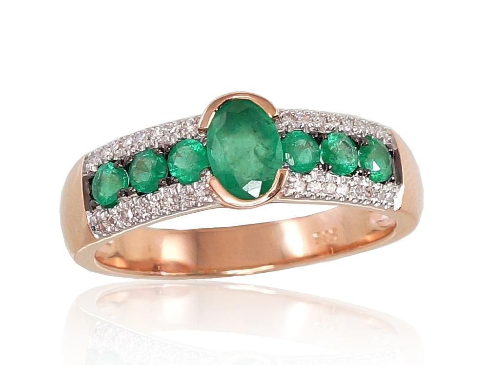 With Gemstone Gold Ring A1100665AuRPRhWPRhBkDIEM