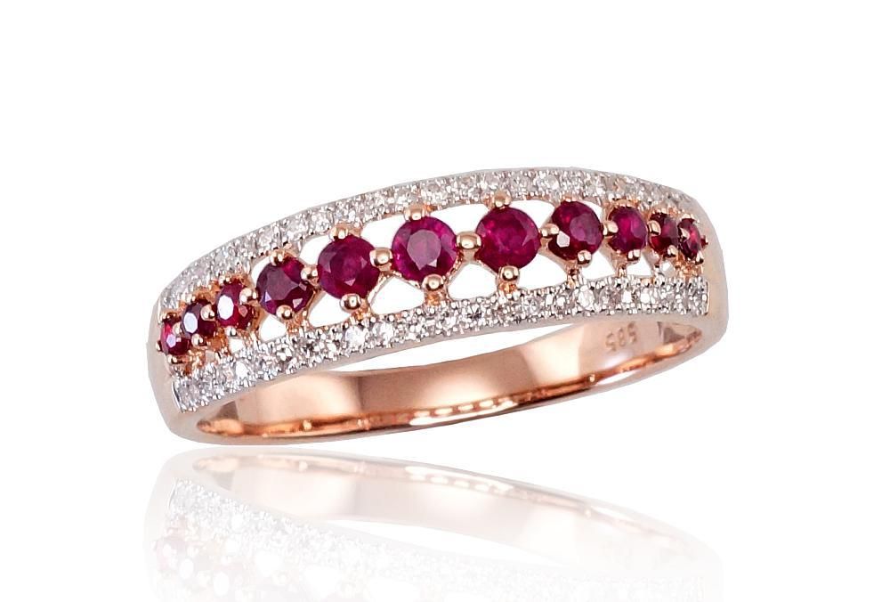 With Gemstone Gold Ring A1100189AuRPRhWDIRB