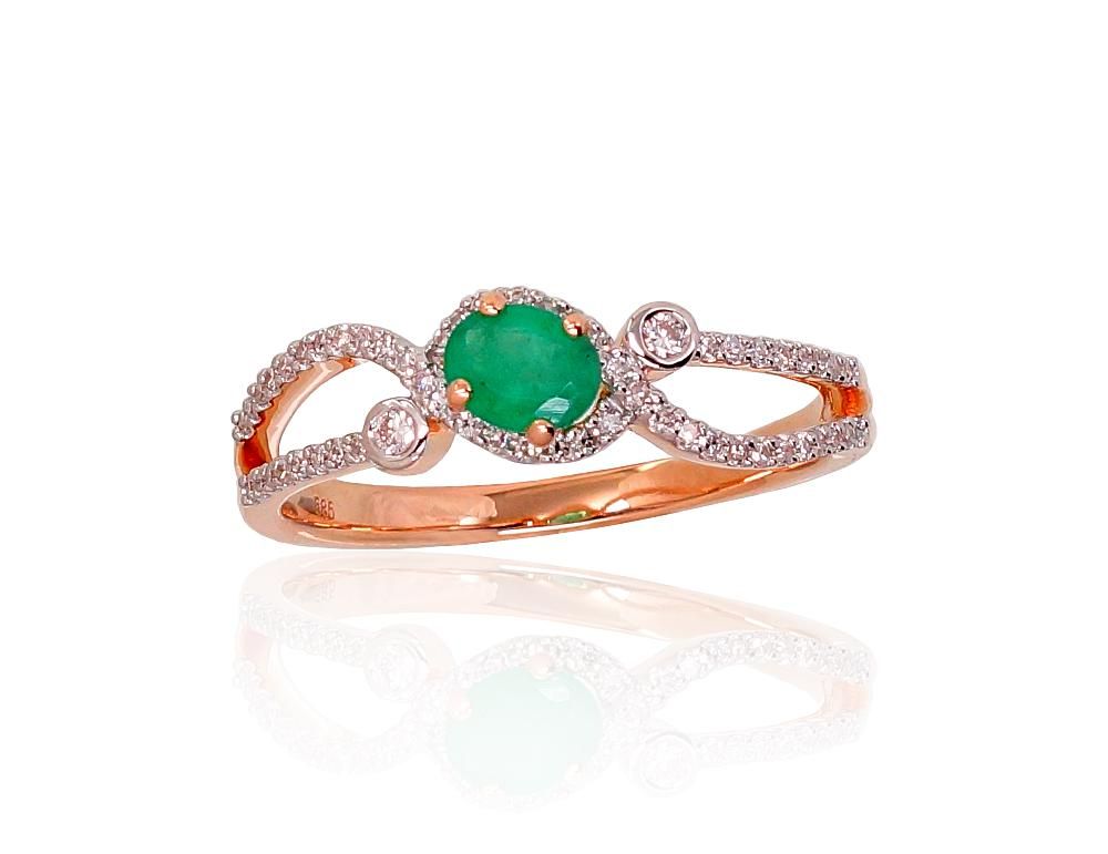 With Gemstone Gold Ring A1100903AuRPRhWDIEM