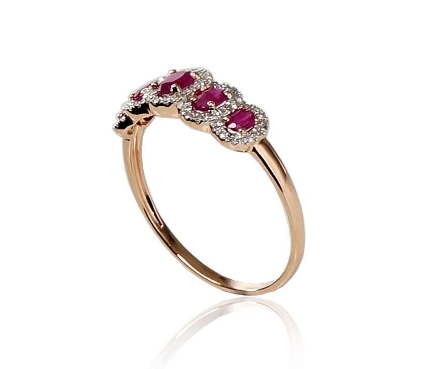 With Gemstone Gold Ring A1100203AuRPRhWDIRB