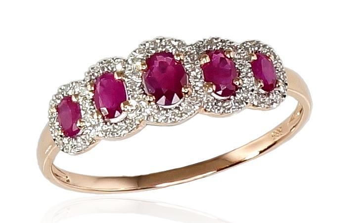 With Gemstone Gold Ring A1100203AuRPRhWDIRB