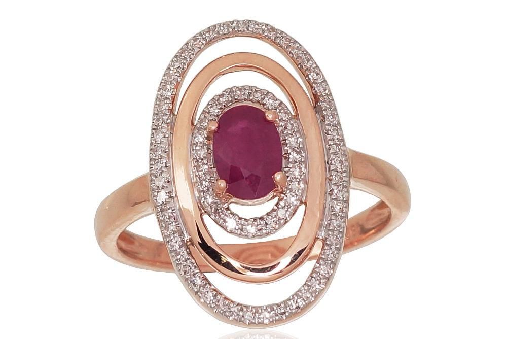 With Gemstone Gold Ring A1100813AuRPRhWDIRB