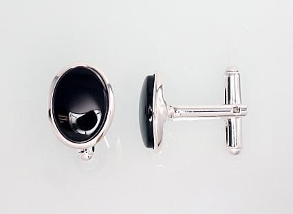 Shirt cufflinks with onyx gemstone, A2940034ON