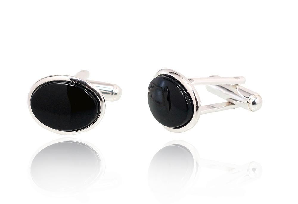 Shirt cufflinks with onyx eyelet, A2940034ON