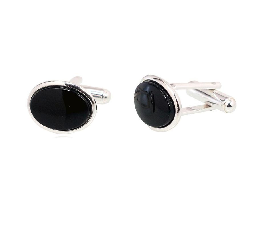 Shirt cufflinks with onyx eyelet, A2940034ON