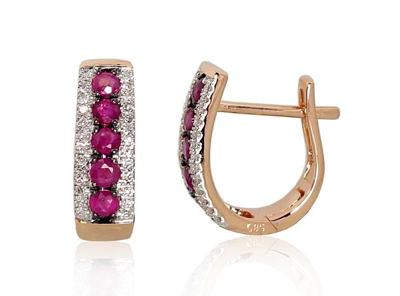 Ruby and diamond gemstone with Lever backs earring iA1200970ADRB