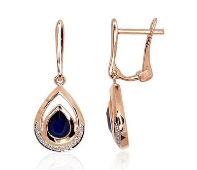 With Sapphire and Diamond Earrings with English Clasp A1200977ADS With Sapphire and Diamond Earrings with English Clasp A1200977ADS