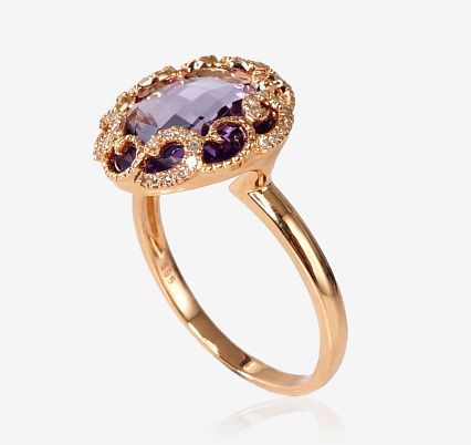 With Gemstone Gold Ring A1100093AuRDIAM