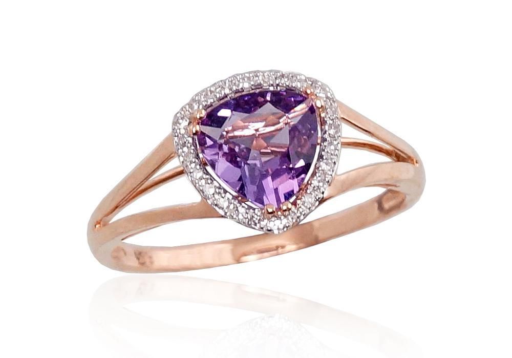 With Gemstone Gold Ring A1100092AuRPRhWDIAM