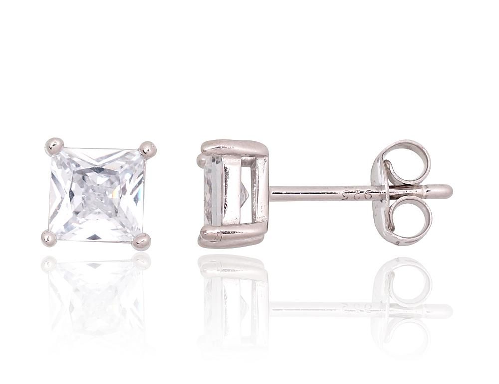 Silver Earrings A2203741PRhGrCZ