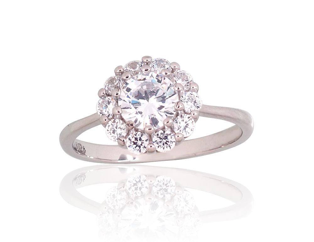 For Engagement Silver Ring A2101821PRhGrCZ
